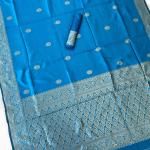 Unequalled Firozi Soft Silk Saree With Capricious Blouse Piece
