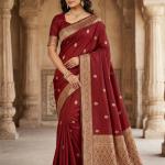 Opulent Maroon Soft Silk Saree With Girlish Blouse Piece