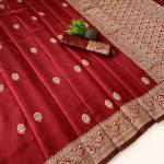 Opulent Maroon Soft Silk Saree With Girlish Blouse Piece