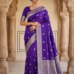 Splendorous Purple Soft Silk Saree With Elegant Blouse Piece