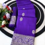 Splendorous Purple Soft Silk Saree With Elegant Blouse Piece