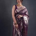 Evanescent Purple Soft Silk Saree With Brood Blouse Piece
