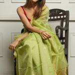 Deserving Pista Cotton Silk Saree With Demesne Blouse Piece