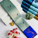 Seraglio Sky Soft Banarasi Silk Saree With Impressive Blouse Piece