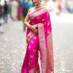 Nemesis Dark Pink Soft Silk Saree With Fugacious Blouse Piece