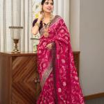 Posh Dark Pink Soft Silk Saree With Exuberant Blouse Piece