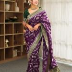Scintilla Purple Soft Silk Saree With Eloquence Blouse Piece