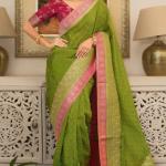 Twirling Green Soft Silk Saree With Vivacious Blouse Piece