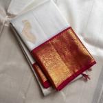 Sempiternal Off White Soft Silk Saree With Glittering Blouse Piece