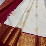 Sempiternal Off White Soft Silk Saree With Glittering Blouse Piece
