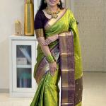 Flamboyant Green Soft Silk Saree With Forbearance Blouse Piece