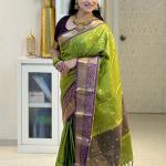 Flamboyant Green Soft Silk Saree With Forbearance Blouse Piece