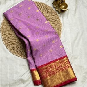 Woebegone Lavender Soft Silk Saree With Mellifluous Blouse Piece