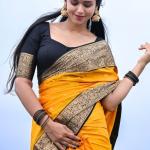 Moiety Mustard Soft Silk Saree With Transcendent Blouse Piece