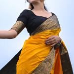 Moiety Mustard Soft Silk Saree With Transcendent Blouse Piece