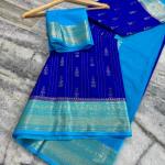 Glamorous Royal Blue Soft Silk Saree With Epiphany Blouse Piece