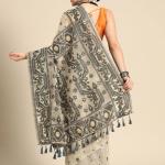 Seraglio Beige Cotton Silk Saree With Stylish Blouse Piece
