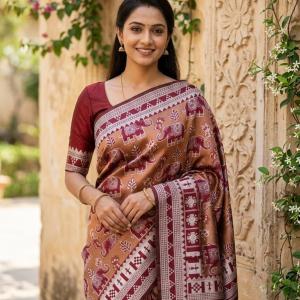 Transcendent Maroon Pure Zari Weaving Banarasi Silk Saree With Beautiful Blouse Piece