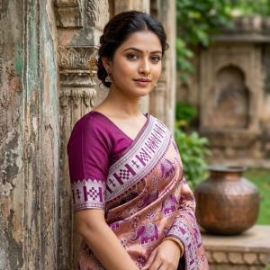 Engaging Purple Pure Zari Weaving Banarasi Silk Saree With Smart Blouse Piece