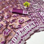 Engaging Purple Pure Zari Weaving Banarasi Silk Saree With Smart Blouse Piece