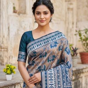 Enthralling Rama Pure Zari Weaving Banarasi Silk Saree With Embellished Blouse Piece