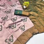 Enamoring Baby Pink Pure Zari Weaving Banarasi Silk Saree With Epiphany Blouse Piece
