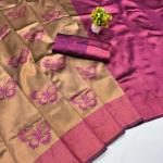 Wonderful Dark Beige Pure Zari Weaving Banarasi Silk Saree With Jubilant Blouse Piece