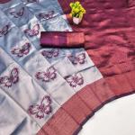 Fairytale Grey Pure Zari Weaving Banarasi Silk Saree With Quixotic Blouse Piece