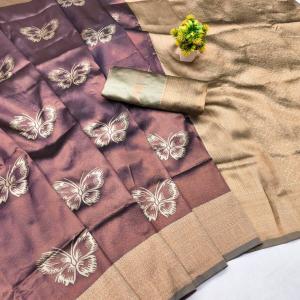 Elegant Purple Pure Zari Weaving Banarasi Silk Saree With Forbearance Blouse Piece