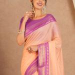Marvellous Peach Cotton Silk Saree With Elaborate Blouse Piece