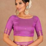 Marvellous Peach Cotton Silk Saree With Elaborate Blouse Piece