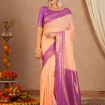 Marvellous Peach Cotton Silk Saree With Elaborate Blouse Piece