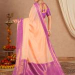 Marvellous Peach Cotton Silk Saree With Elaborate Blouse Piece