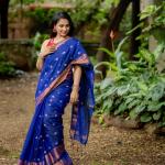 Quintessential Royal Blue Cotton Silk Saree With Snazzy Blouse Piece