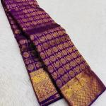 Designer Purple Soft Banarasi Silk Saree With Groovy Blouse Piece