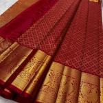 Sumptuous Red Soft Banarasi Silk Saree With Imaginative Blouse Piece