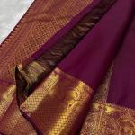 Prettiest Purple Soft Silk Saree With Improbable Blouse Piece