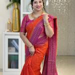 Rhapsodic Orange Soft Silk Saree With Dulcet Blouse Piece