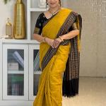 Seraphic Yellow Soft Silk Saree With Susurrous Blouse Piece