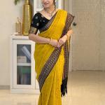 Seraphic Yellow Soft Silk Saree With Susurrous Blouse Piece