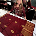 Eclat Maroon Soft Banarasi Silk Saree With Flameboyant Blouse Piece