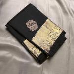 Tremendous Black Soft Banarasi Silk Saree With Pleasurable Blouse Piece