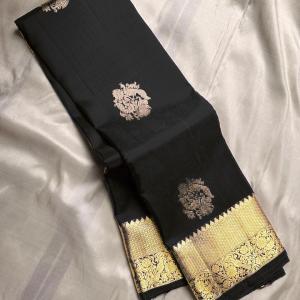 Tremendous Black Soft Banarasi Silk Saree With Pleasurable Blouse Piece