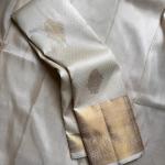 Eclat Beige Soft Banarasi Silk Saree With Designer Blouse Piece
