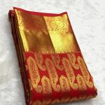 Grandiose Red Soft Banarasi Silk Saree With Vibrant Blouse Piece