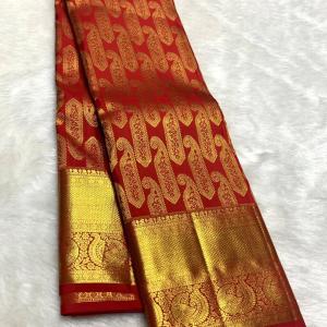 Grandiose Red Soft Banarasi Silk Saree With Vibrant Blouse Piece