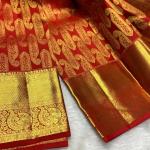 Grandiose Red Soft Banarasi Silk Saree With Vibrant Blouse Piece
