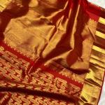 Grandiose Red Soft Banarasi Silk Saree With Vibrant Blouse Piece