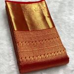 Exuberant Red Soft Banarasi Silk Saree With Smart Blouse Piece