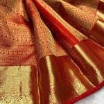 Exuberant Red Soft Banarasi Silk Saree With Smart Blouse Piece